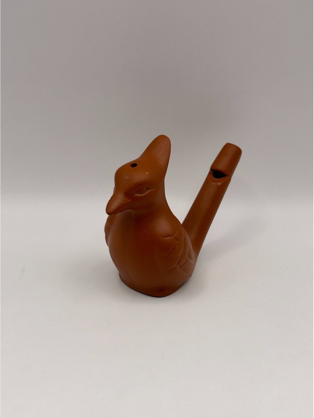 Used Red-Brown Terracotta Bird Water Whistle Ceramic Folk Art Earthenware Object